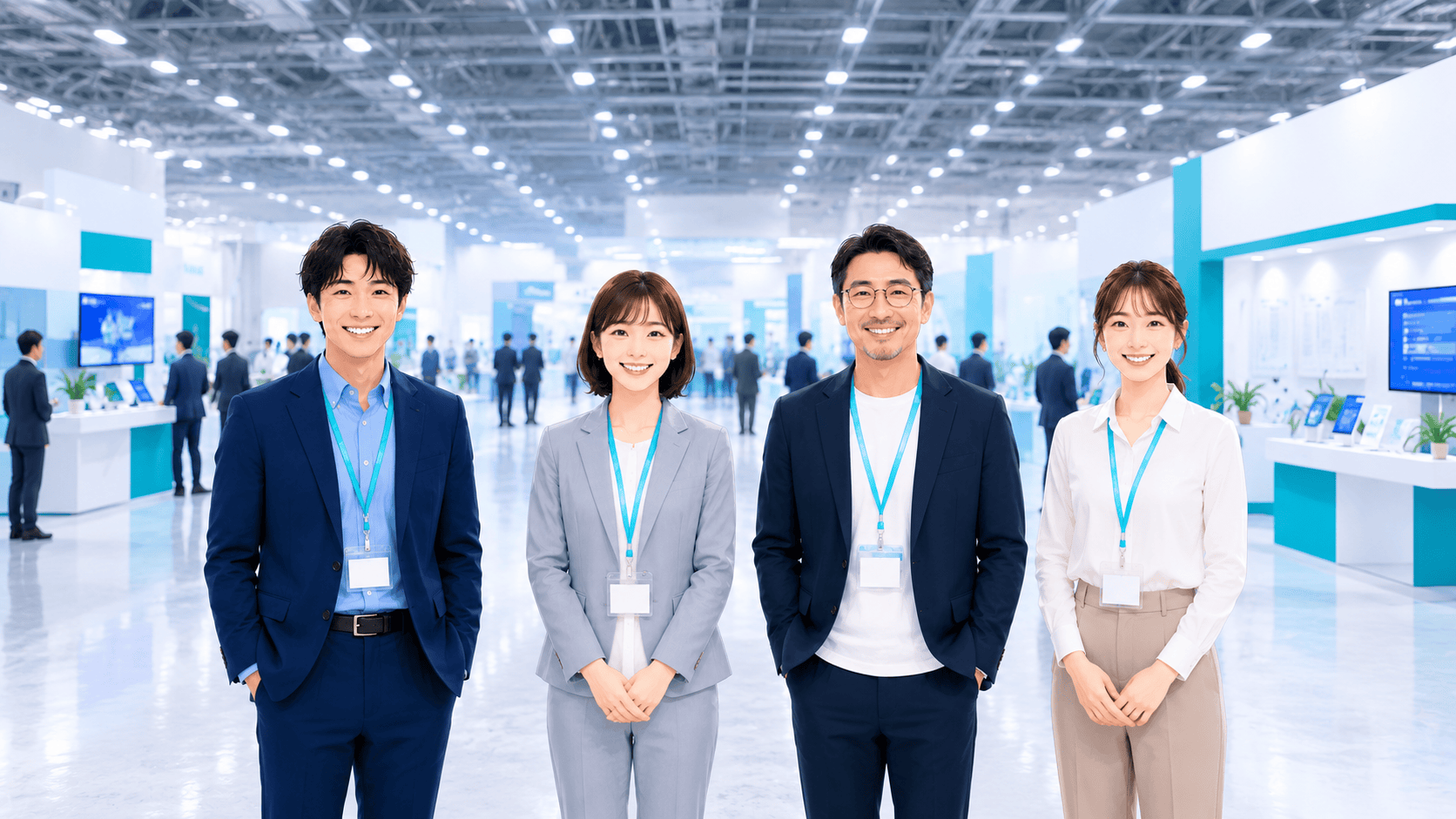 展示会場に立つ出展者たち